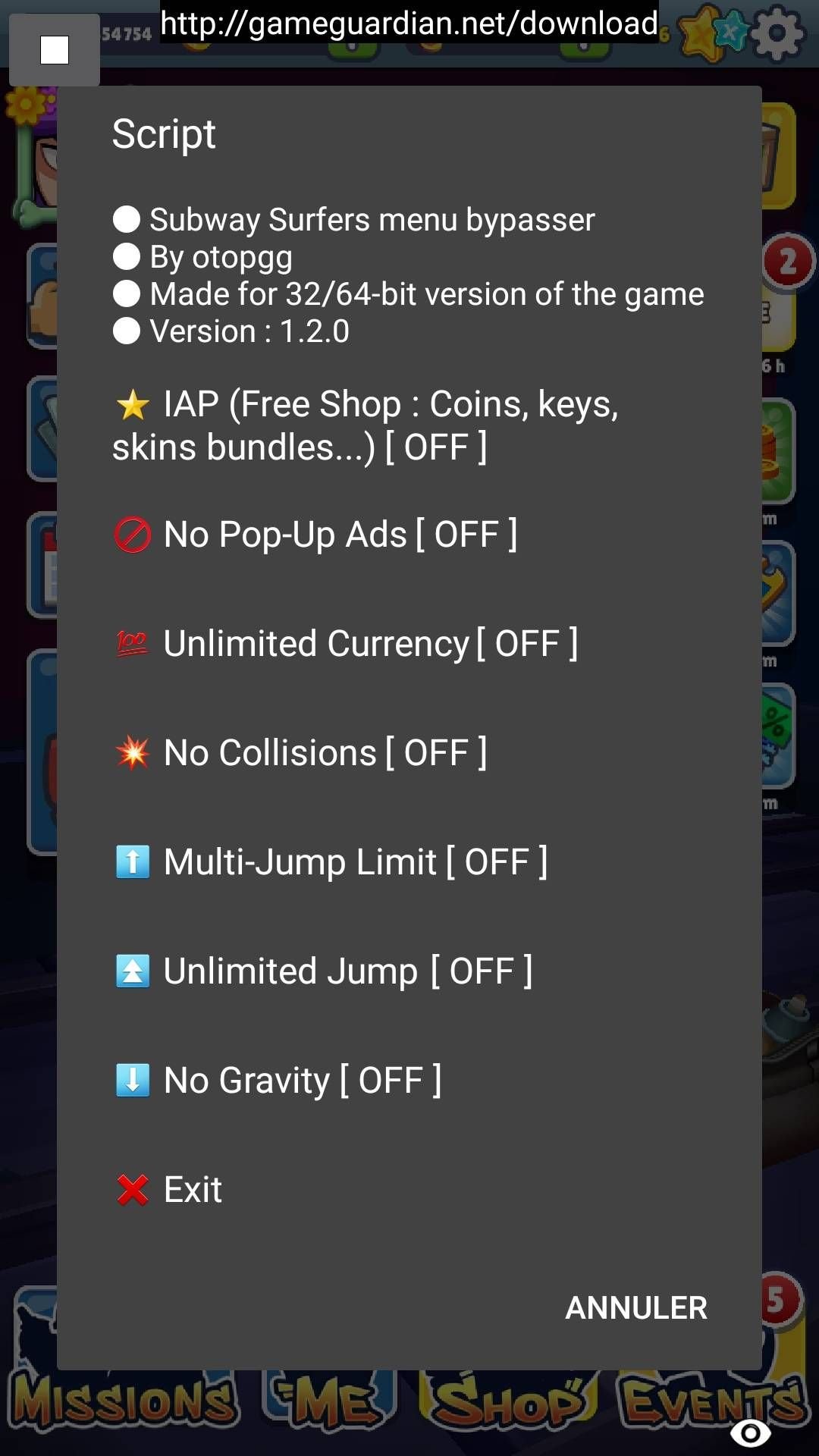 Subway Surfers - 1.2.0 Mod Menu (Auto Updates)